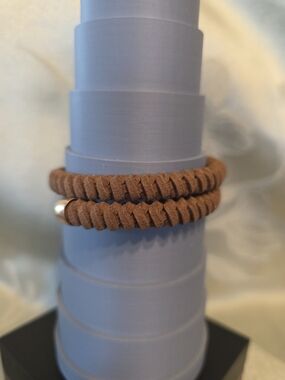 #157 Plunder Brown Braided Suede Wrap Bracelet with Metal Accent